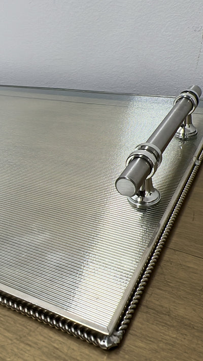 Dion Silver rim rectangle tray - Luscious Homewares