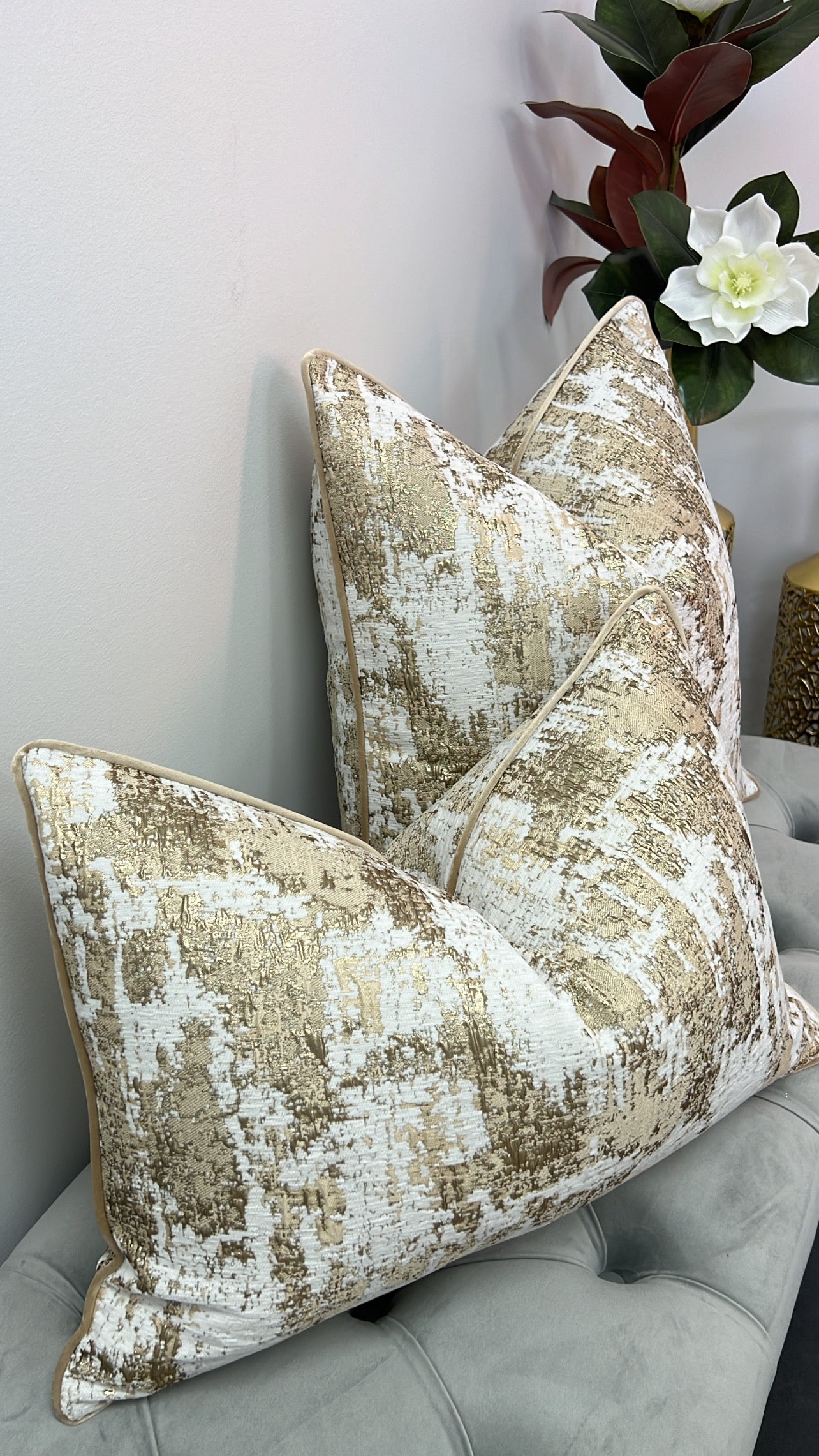Cirrus gold cushion - Luscious Homewares
