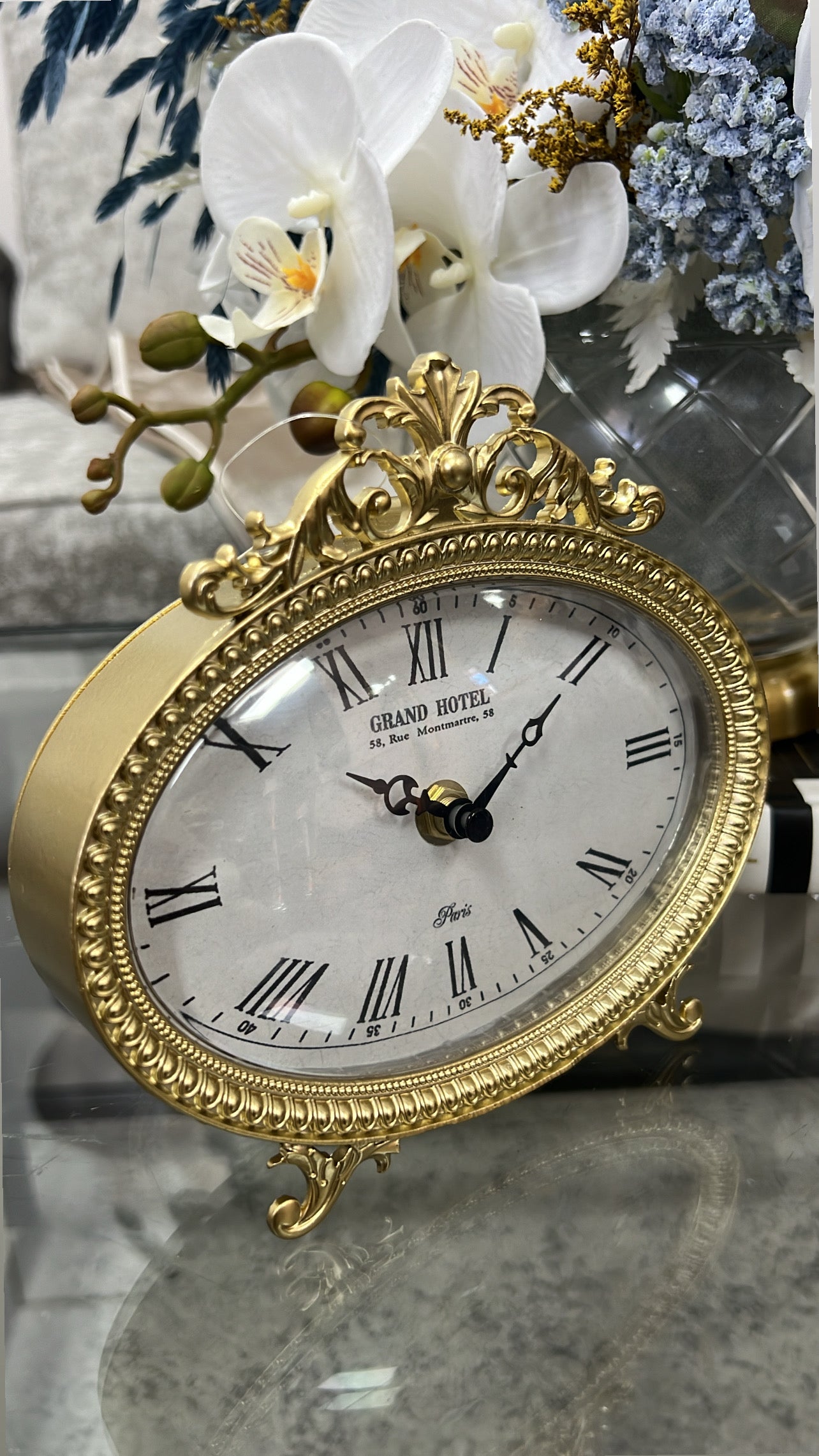 Bell gold clock oval - Luscious Homewares