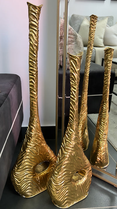 Gold vase sculptures - Luscious Homewares