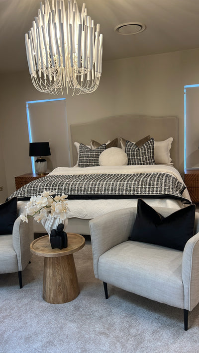 Ezra ceramic table Lamp black shade - Luscious Homewares