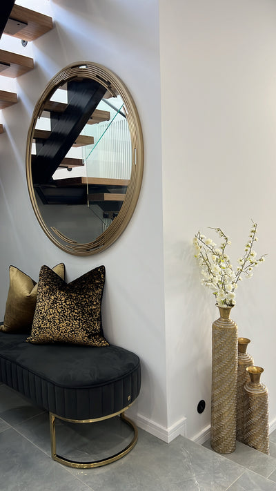 Gabbana black and gold cut velvet cushion 55x55 - Luscious Homewares