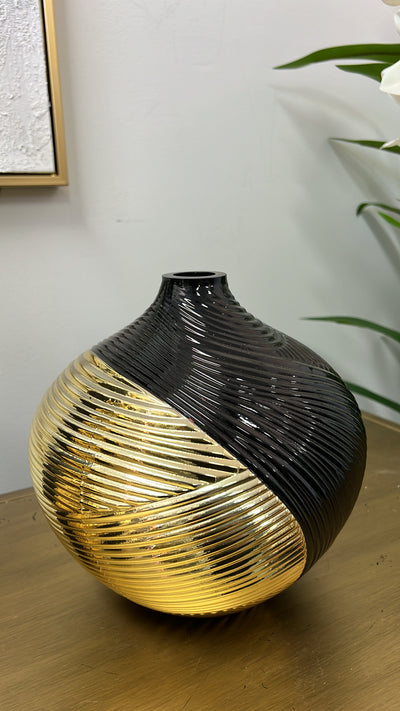 Martina black and gold vase - Luscious Homewares