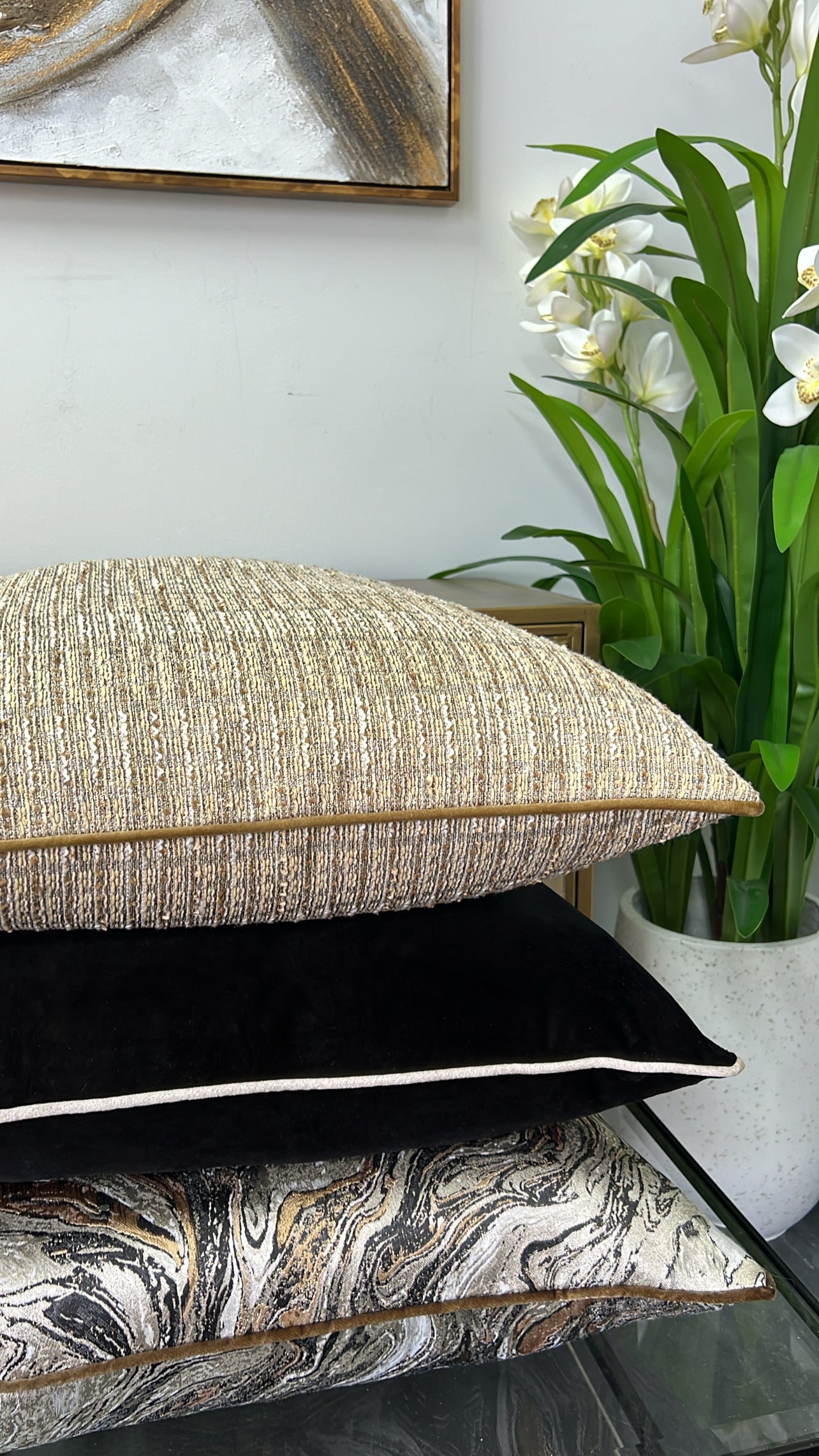 Merino neutral tweed cushion - Luscious Homewares