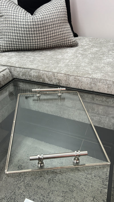 Silver rim glass tray rectangle - Luscious Homewares