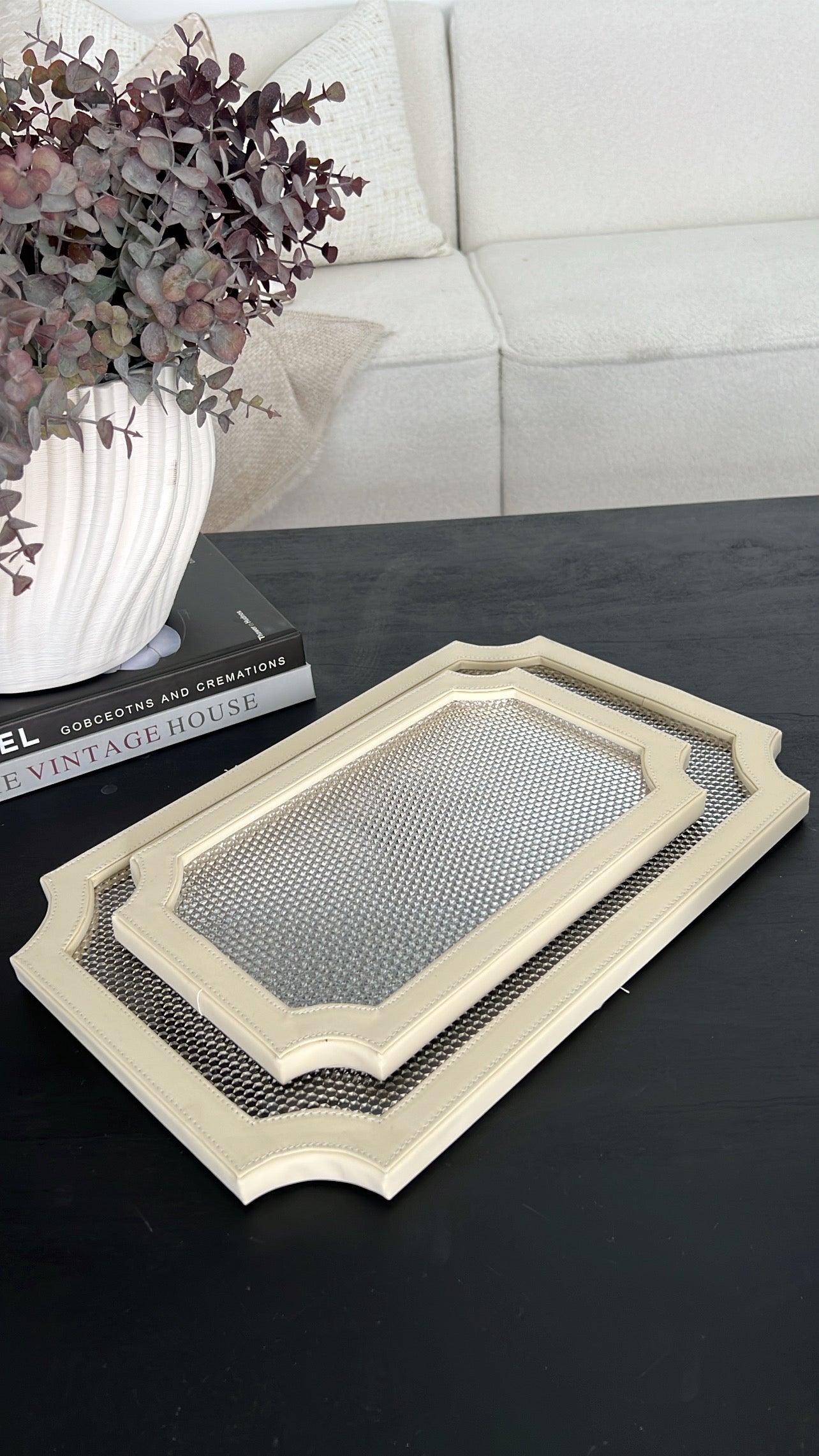 Beige decorative / serving tray - Luscious Homewares
