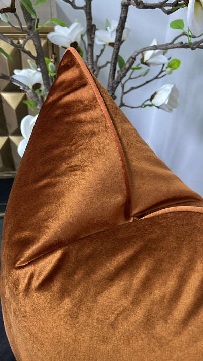 Luxe velvet orange cushion - Luscious Homewares