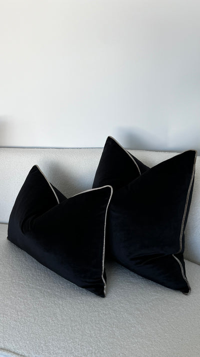 Senyorita black/ dark champagne trim cushion