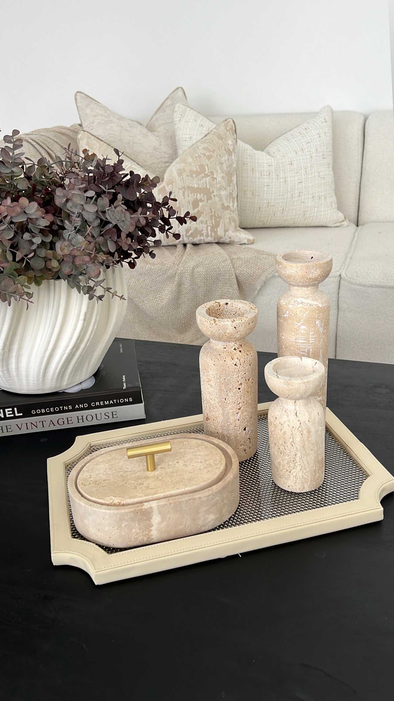Beige decorative / serving tray - Luscious Homewares