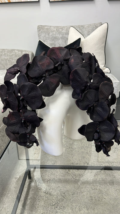 Zia white vase and black orchids - Luscious Homewares