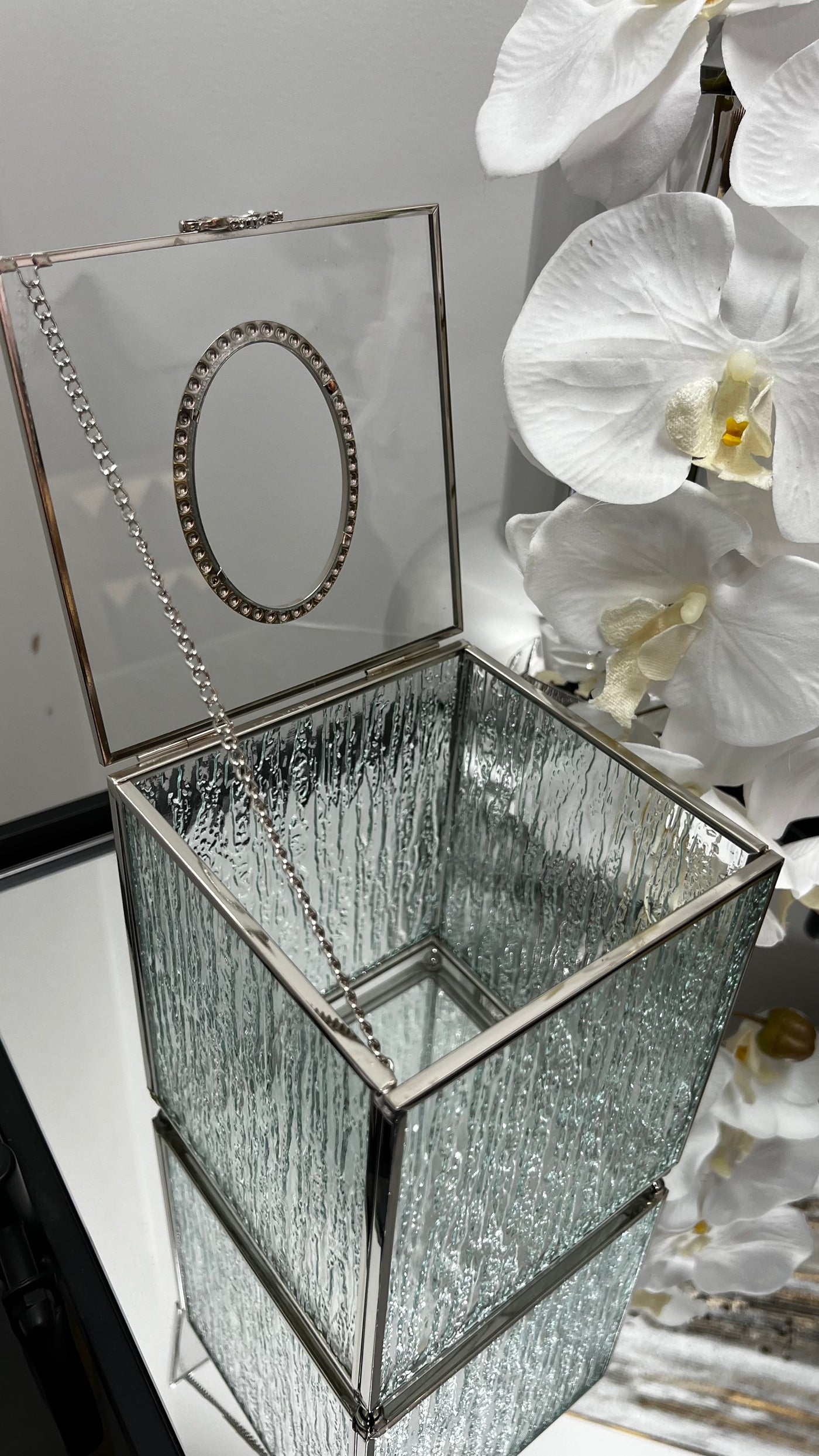 Waterfall square silver tissue box