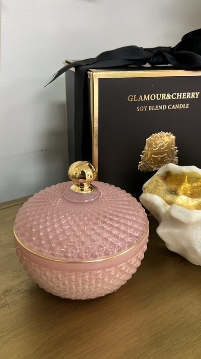 Luxury aroma soy candle pink and gold - pink champagne - Luscious Homewares