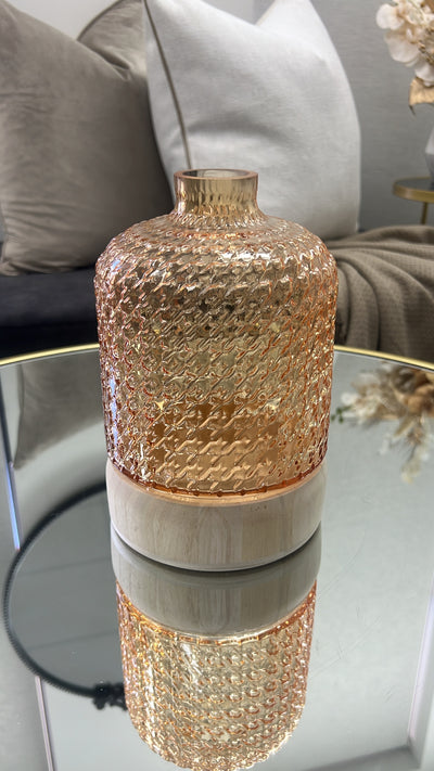 Textured glass / wooden vase - Luscious Homewares