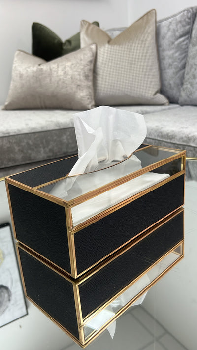 Everly black tissue box - Luscious Homewares