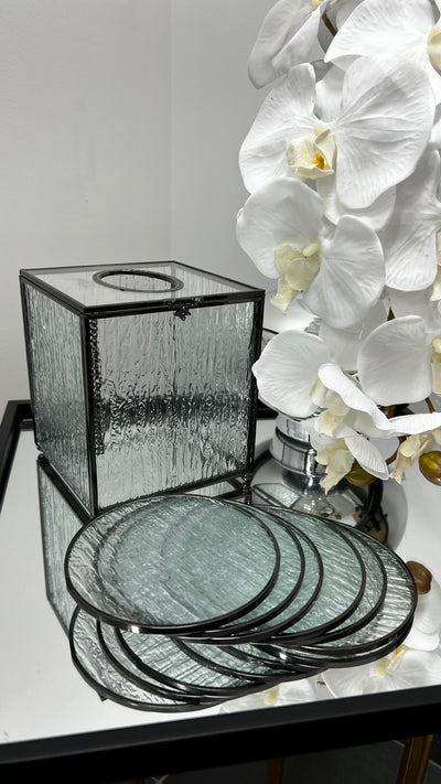 Waterfall square black tissue box