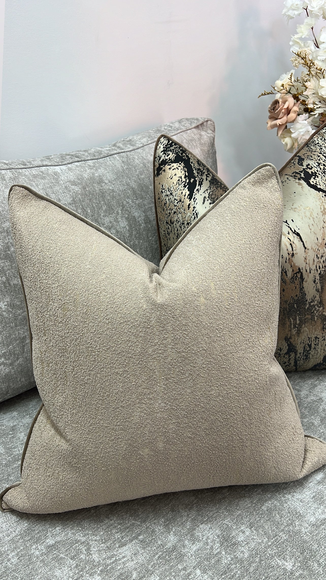 Zura mocha cushion  55x55 - Luscious Homewares