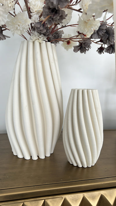 Spiral white ceramic vase - Luscious Homewares