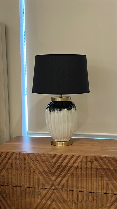 Ezra ceramic table Lamp black shade - Luscious Homewares