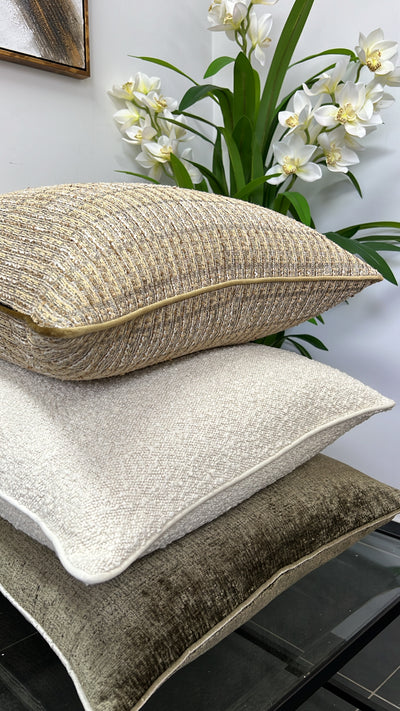 Merino neutral tweed cushion - Luscious Homewares