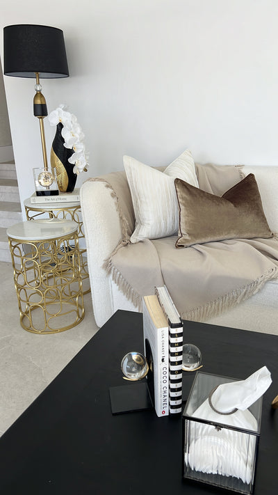 De-luxe brass velvet cushion - Luscious Homewares