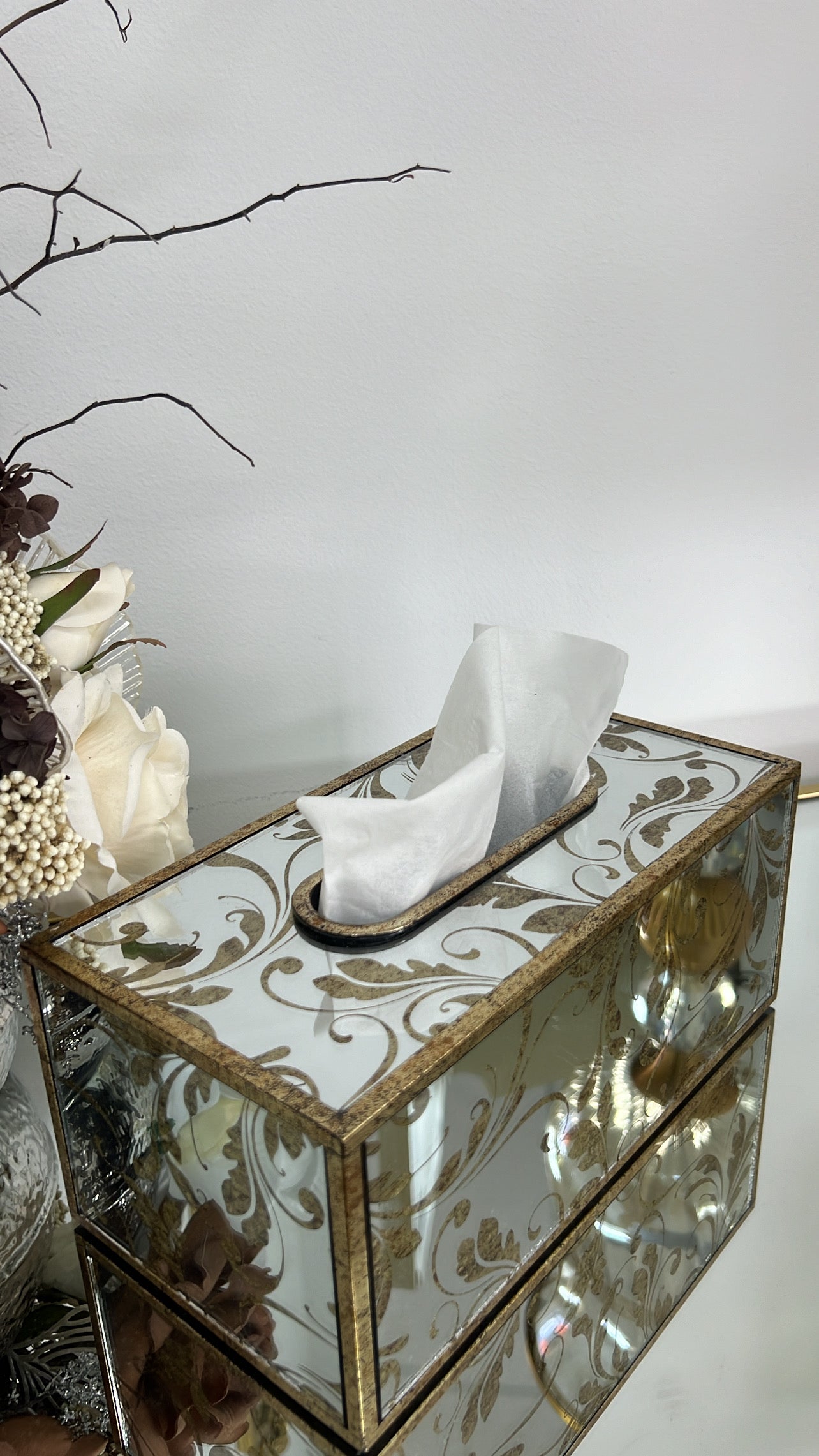 Claire mirrored Tissue Box - Luscious Homewares