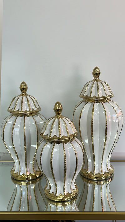 Jamel White ginger jars - Luscious Homewares