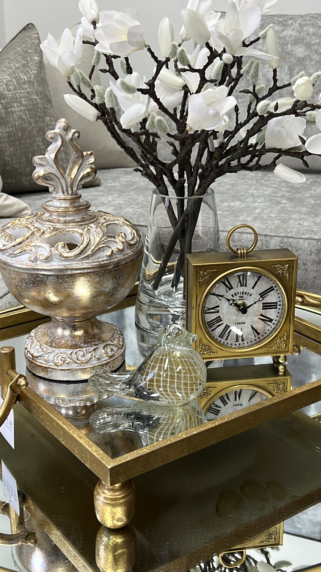 Amanda gold pewter clock - Luscious Homewares