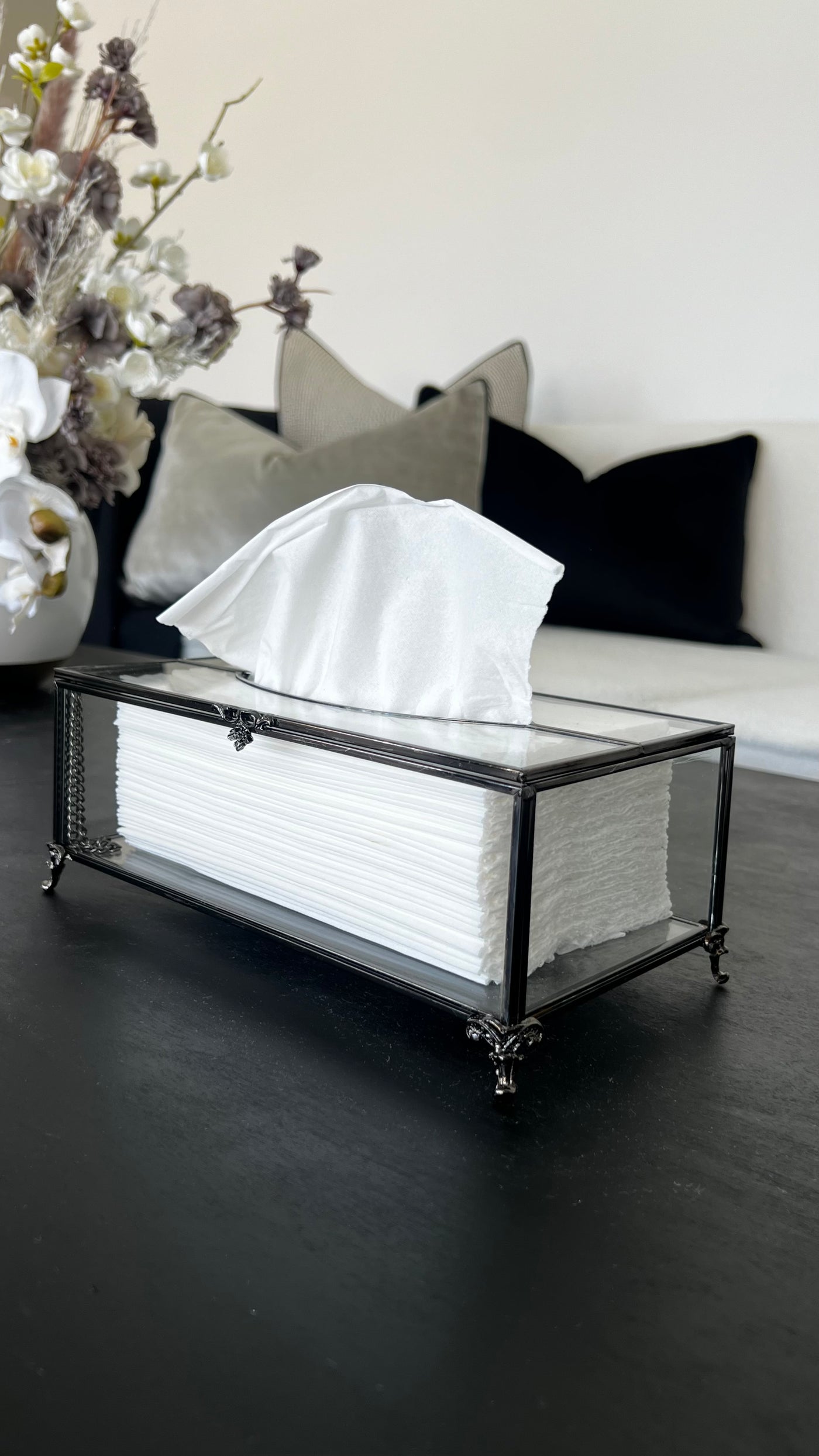 Valentina black tissue box