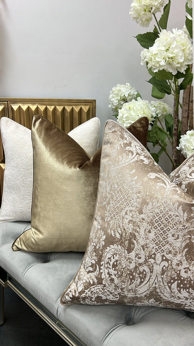 De-luxe brass velvet cushion - Luscious Homewares
