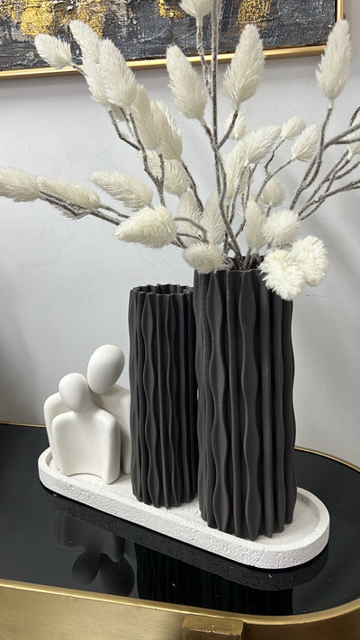Ripple cylinder charcoal ceramic vase
