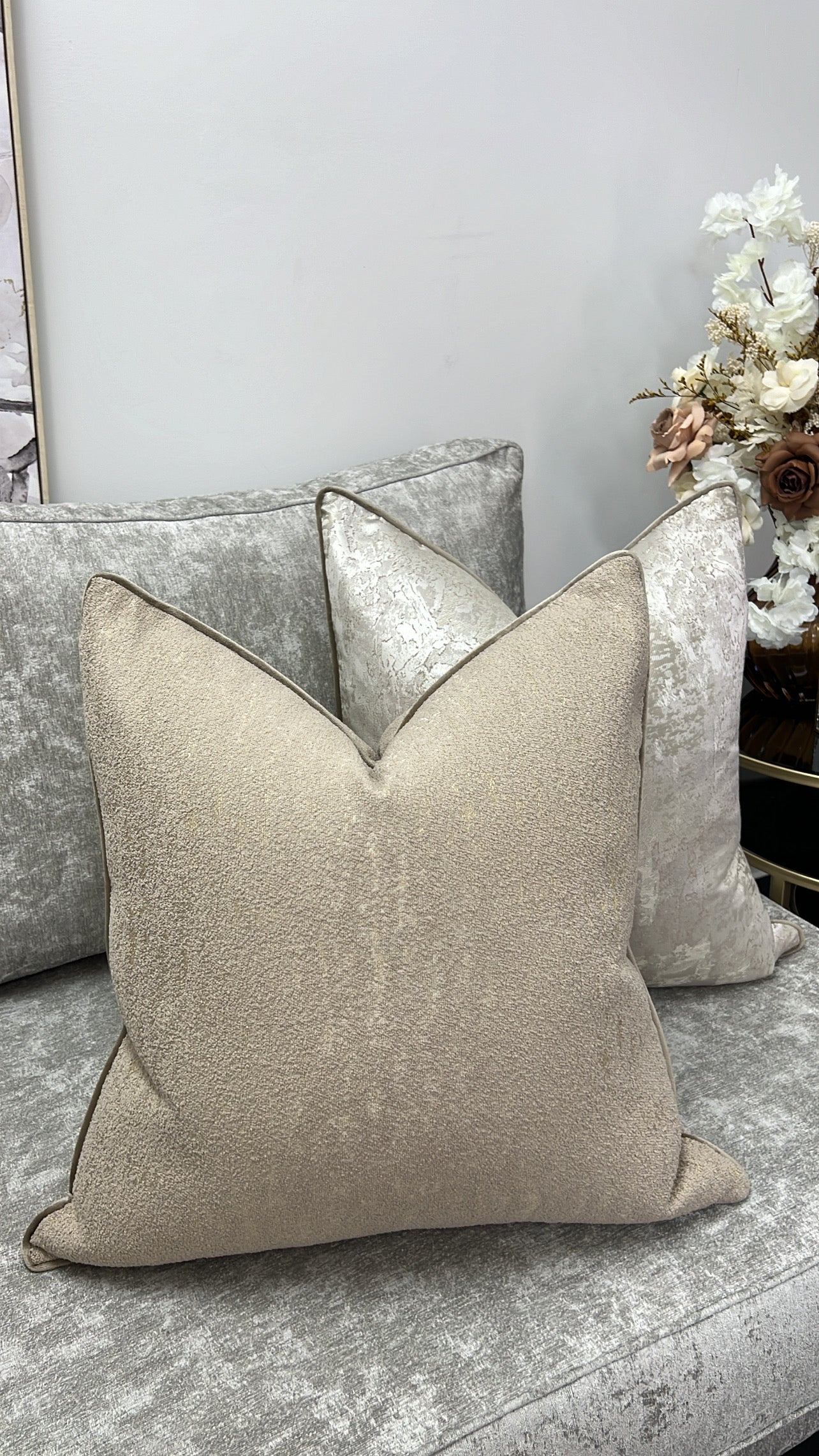 Zura mocha cushion  55x55 - Luscious Homewares