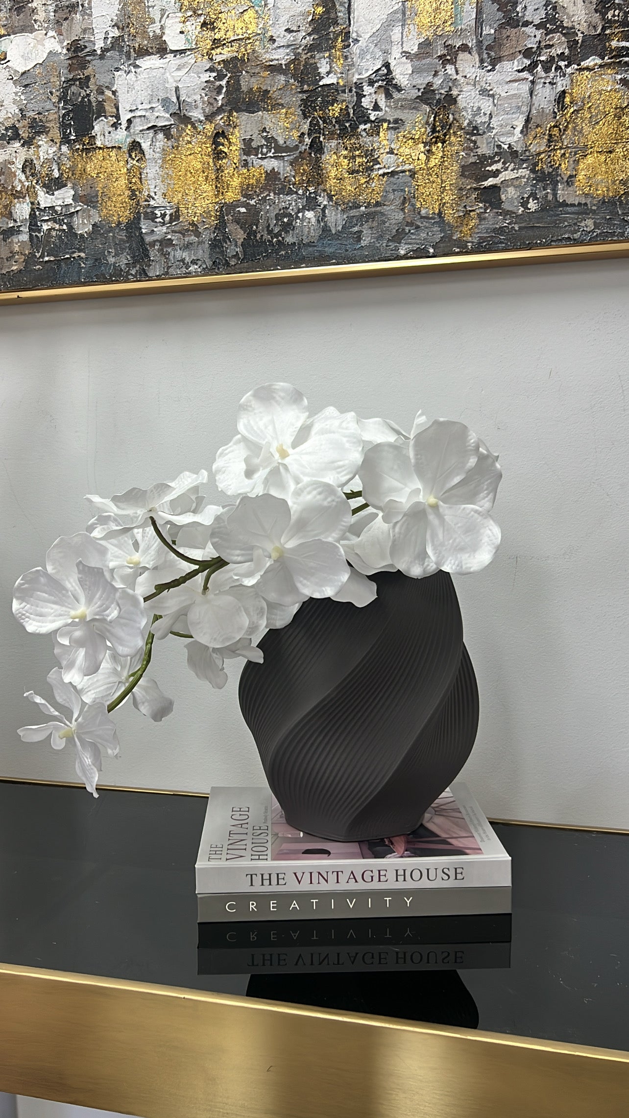 Fountain charcoal ceramic vase