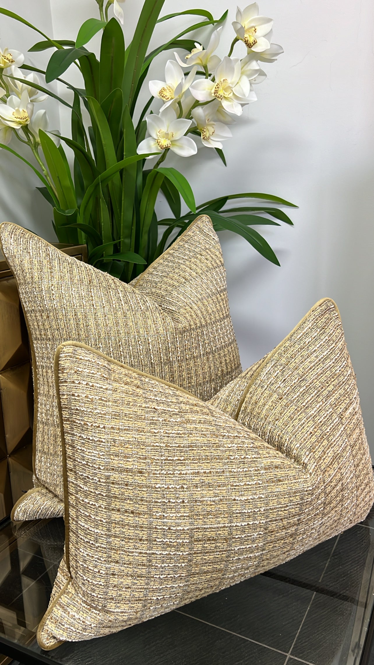 Merino neutral tweed cushion - Luscious Homewares