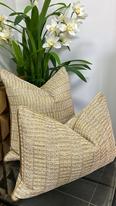 Merino neutral tweed cushion - Luscious Homewares