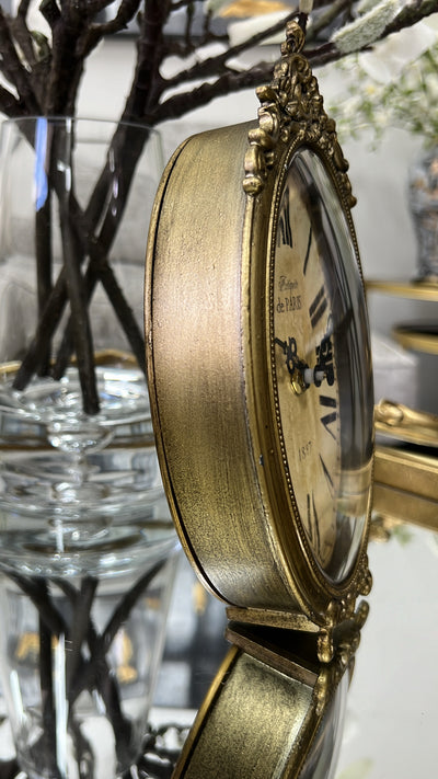 Amy gold pewter clock oval - Luscious Homewares