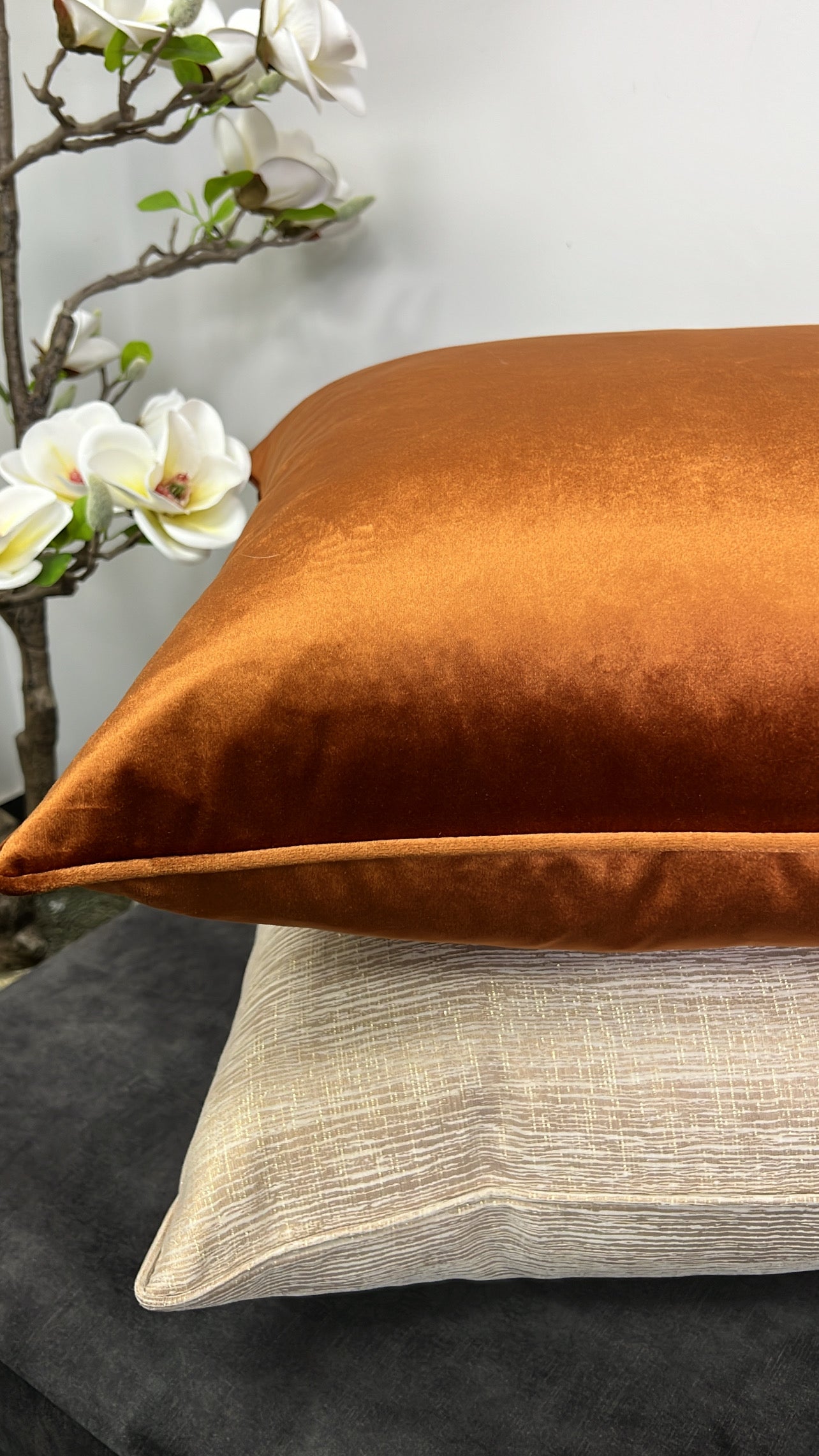 Luxe velvet orange cushion - Luscious Homewares