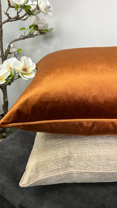 Luxe velvet orange cushion - Luscious Homewares