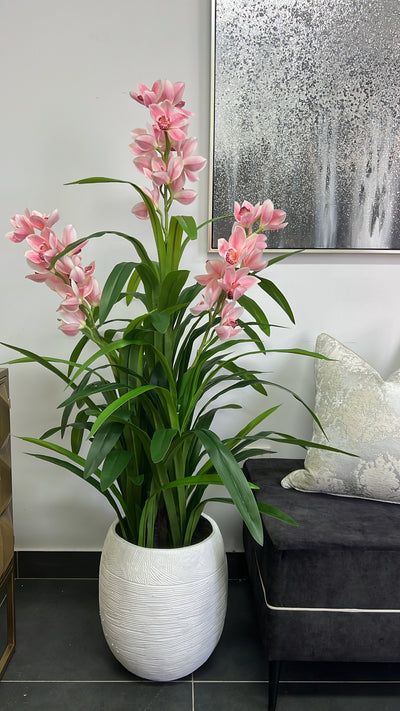 Cymbidium pink orchid artificial plant tree - Luscious Homewares