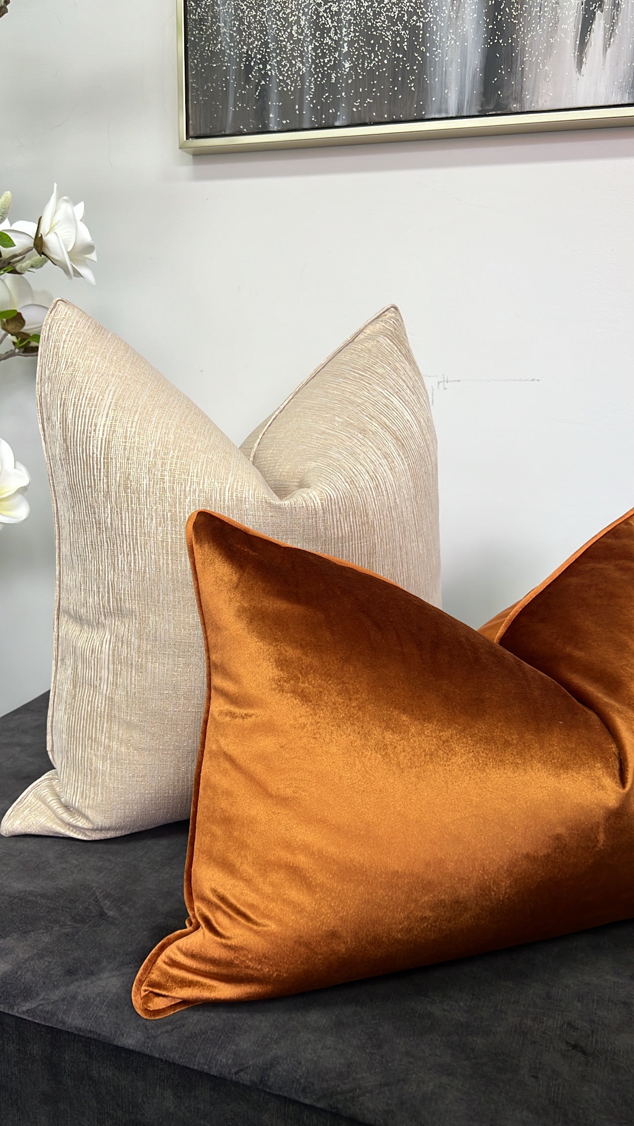 Luxe velvet orange cushion - Luscious Homewares