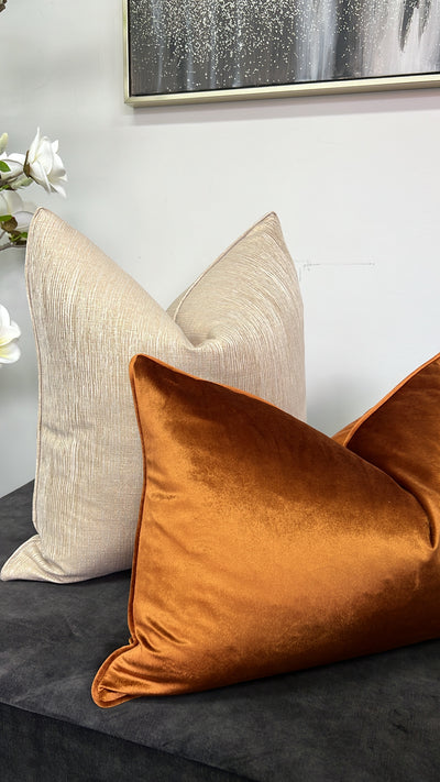 Luxe velvet orange cushion - Luscious Homewares