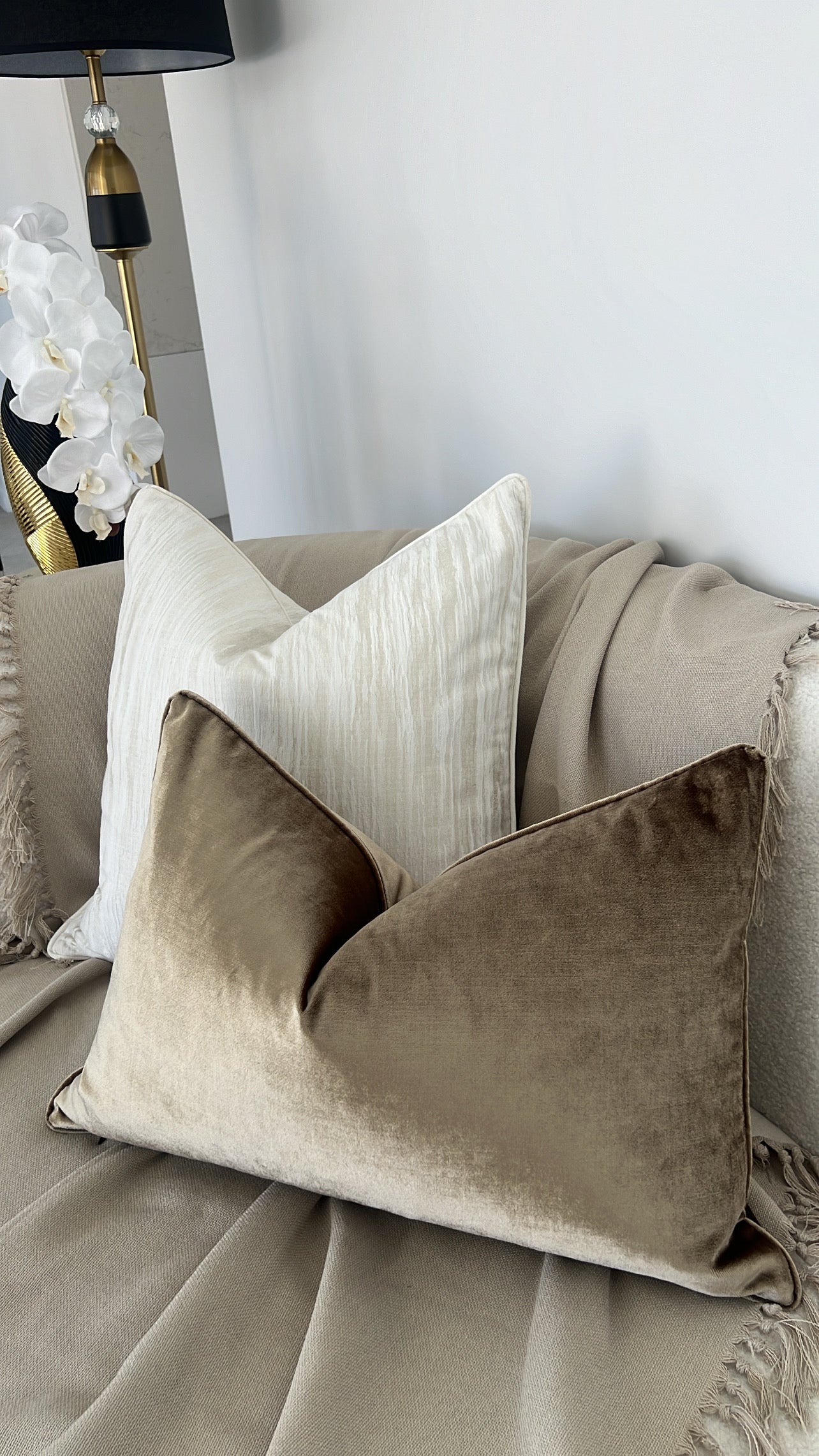 De-luxe brass velvet cushion - Luscious Homewares