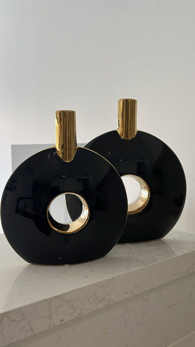 Black and gold vase