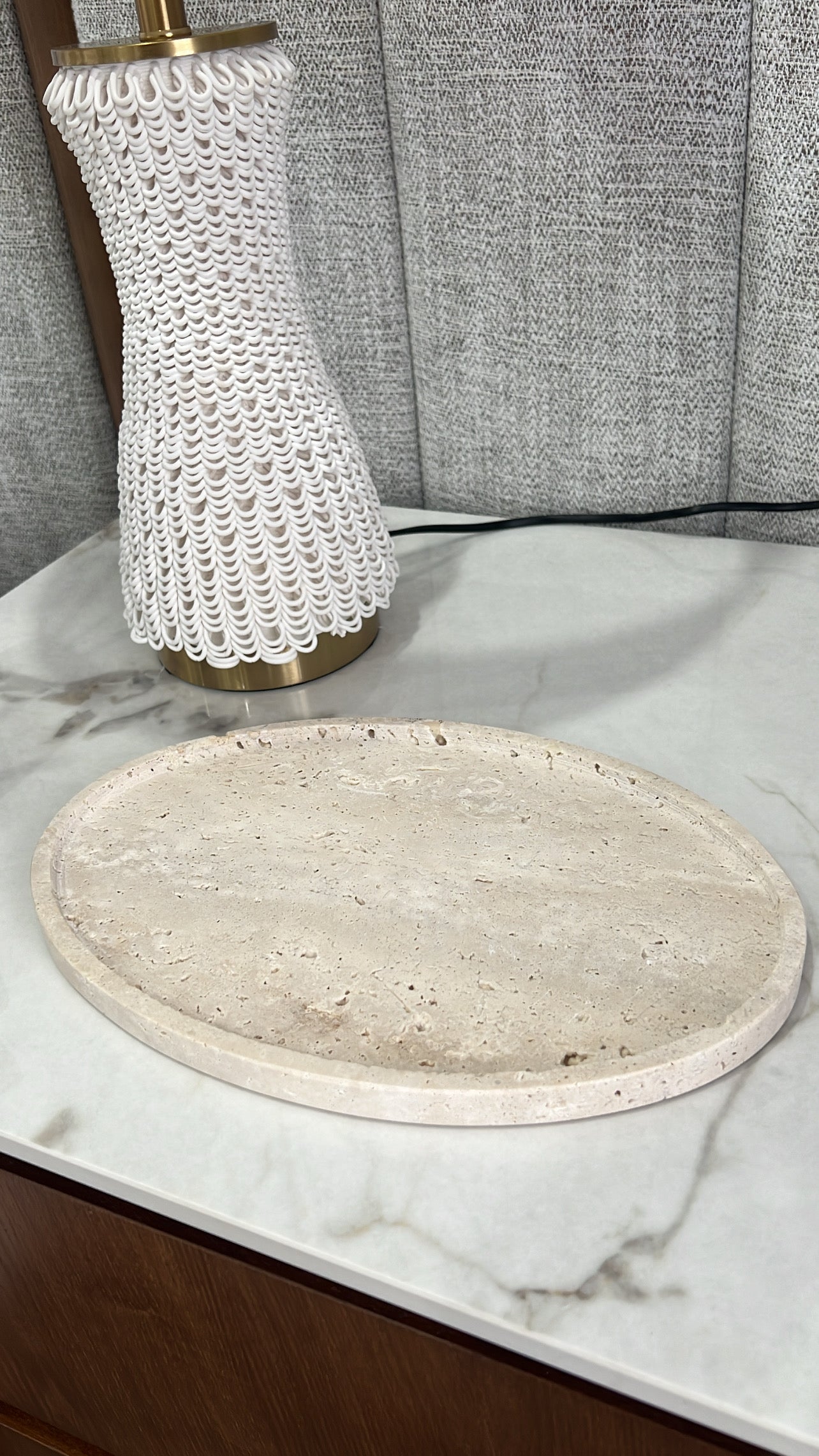 Travertine Stone oval tray - Luscious Homewares