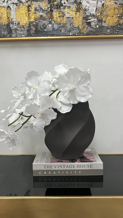 Fountain charcoal ceramic vase