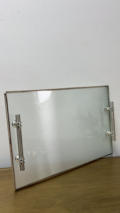 Dion Silver rim rectangle tray - Luscious Homewares