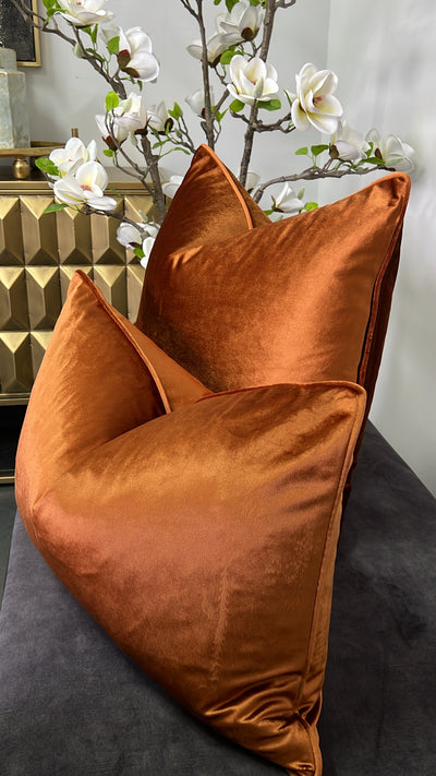 Luxe velvet orange cushion - Luscious Homewares