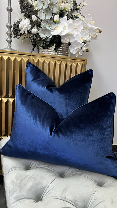 De-luxe navy velvet cushion - Luscious Homewares