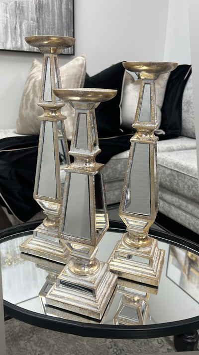 Charlotte mirrored champagne candle holders - Luscious Homewares