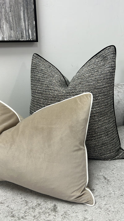 Leeya latte / white trim cushion - Luscious Homewares