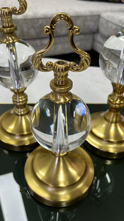 Crown crystal ball gold stands - Luscious Homewares